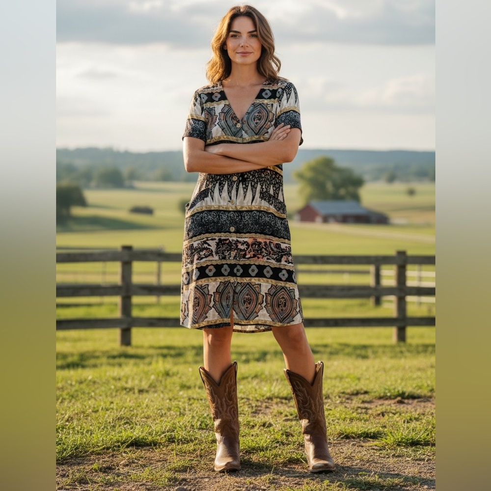 Vintage WNY Willys New York Geometric Dress